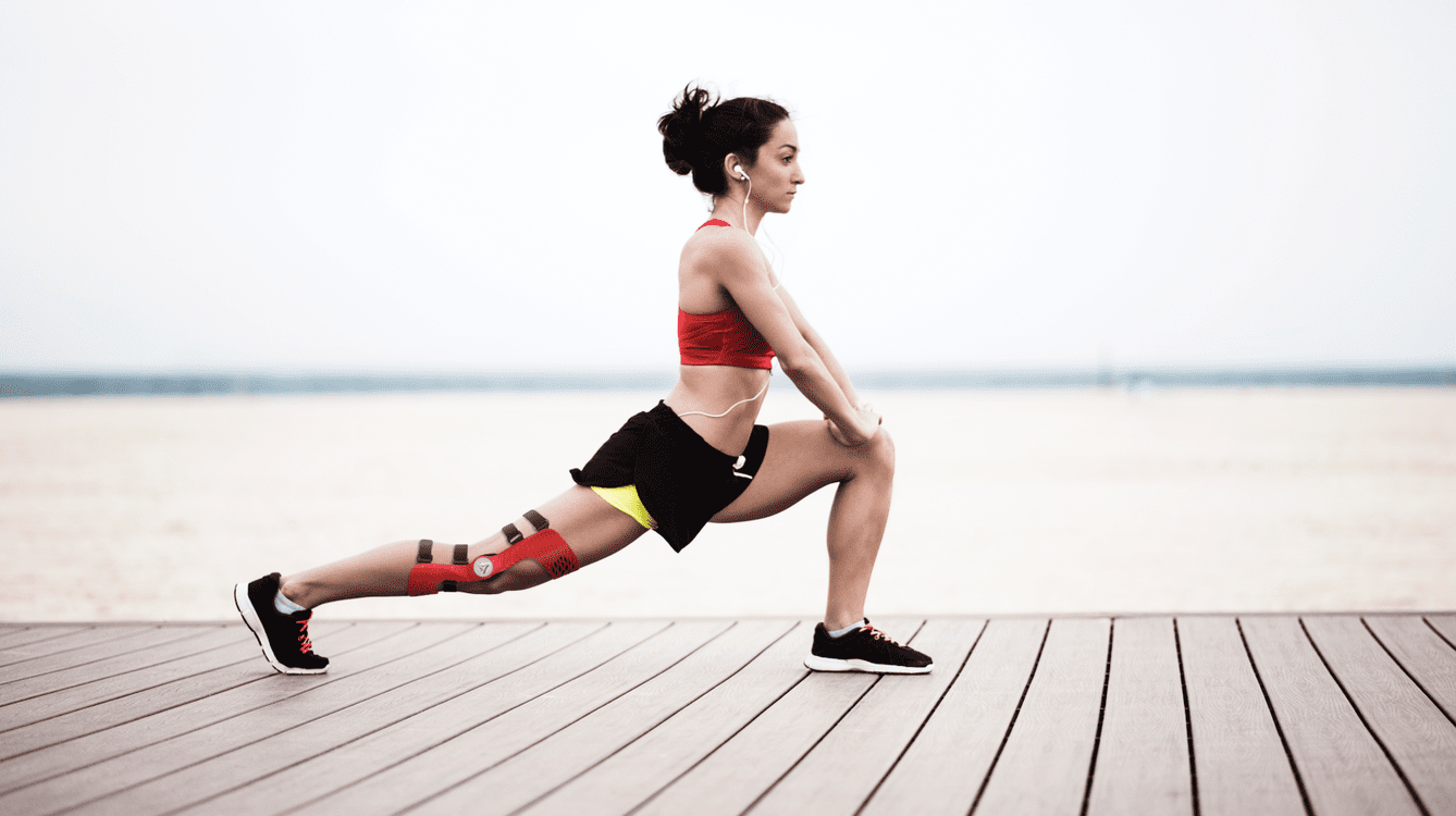 Knee brace in action during a stretching