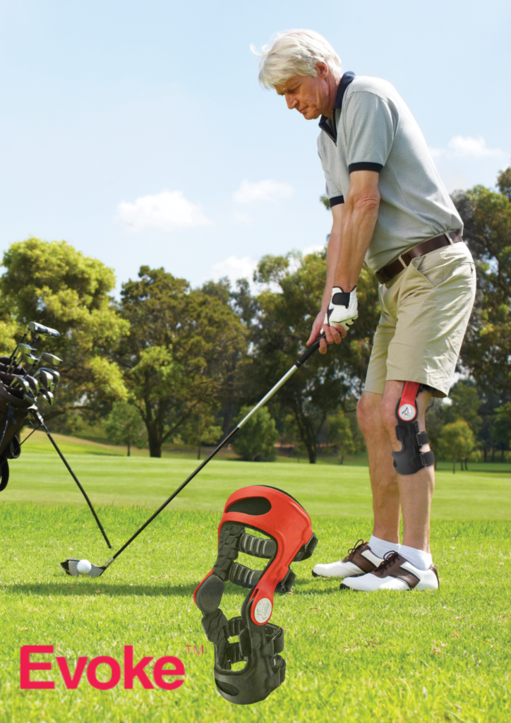 Playing golf with Evoke personalized knee brace